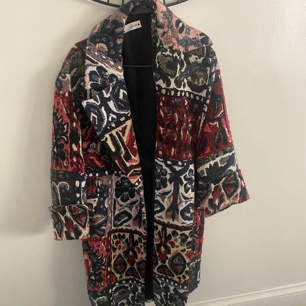 Zara jacquard jacket coat - Picture 3 of 7